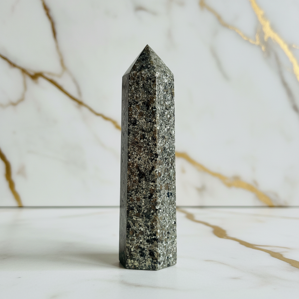 Flammenstein Obelisk auf Marmor - Nahaufnahme Details