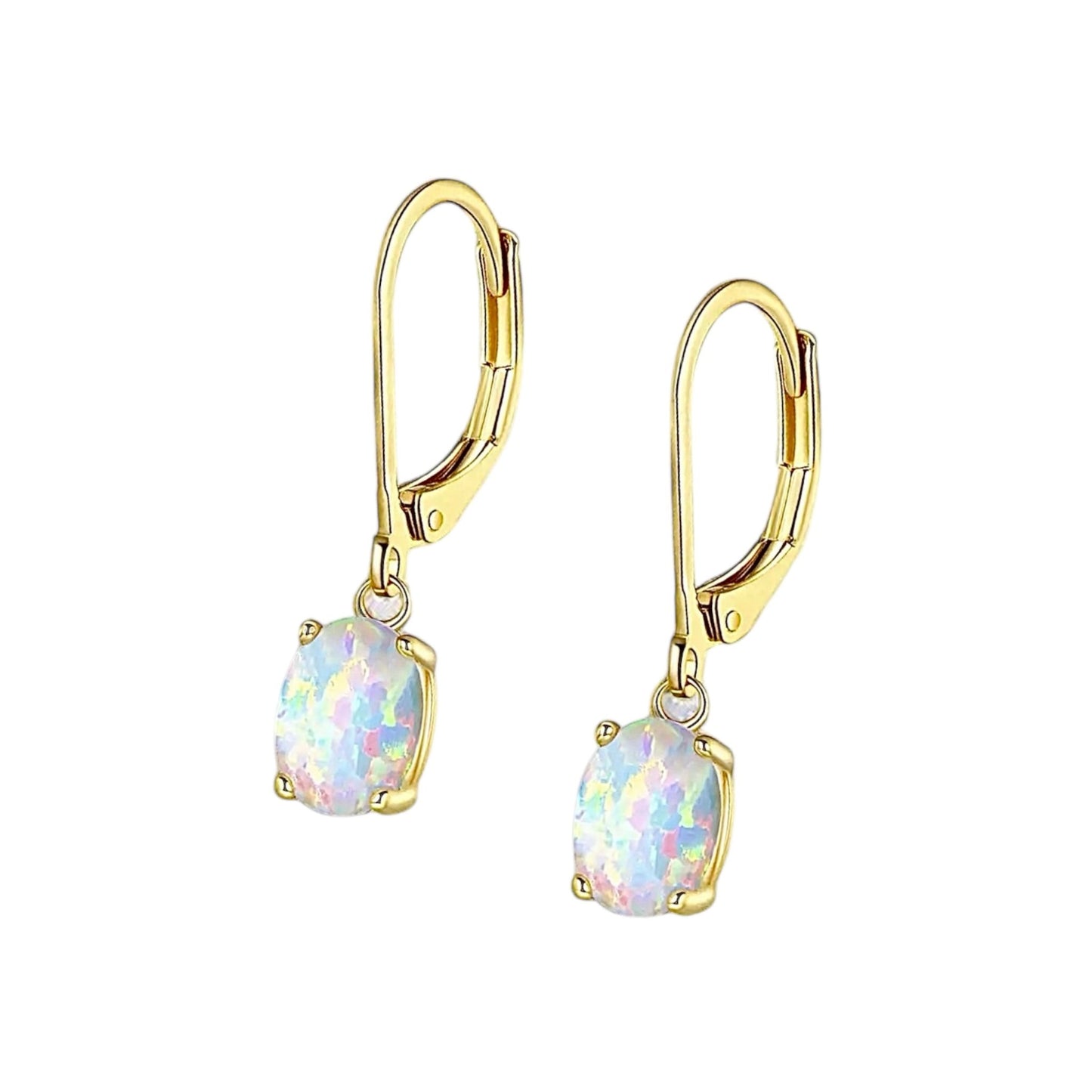Funkelnde Ohrhänger mit rundem Opal Gold - CrystalScents