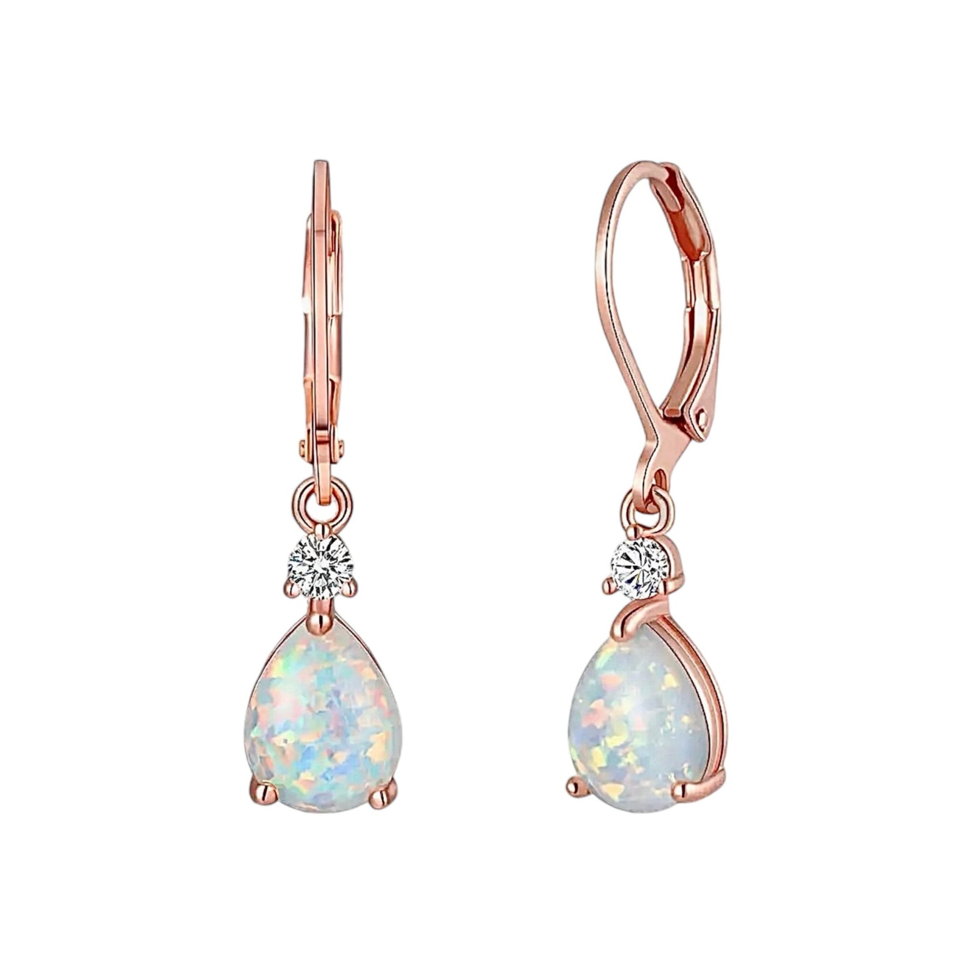 Funkelnde Ohrhänger mit rundem Opal Roségold - CrystalScents
