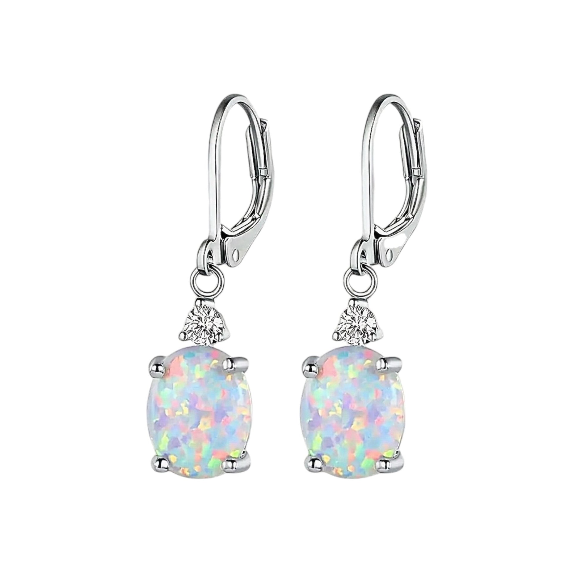 Funkelnde Ohrhänger mit rundem Opal Silber - CrystalScents