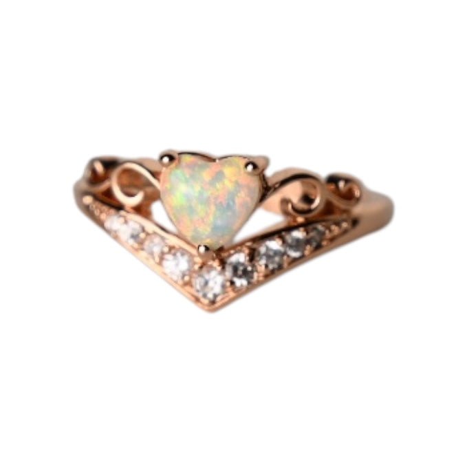 Funkelnder Diadem - Ring mit herzförmigem Opal - CrystalScents