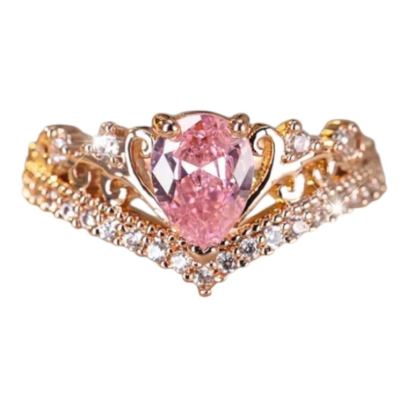 Funkelnder Diadem - Ring mit rosa Zirkonia - CrystalScents