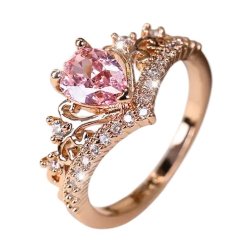 Funkelnder Diadem - Ring mit rosa Zirkonia - CrystalScents