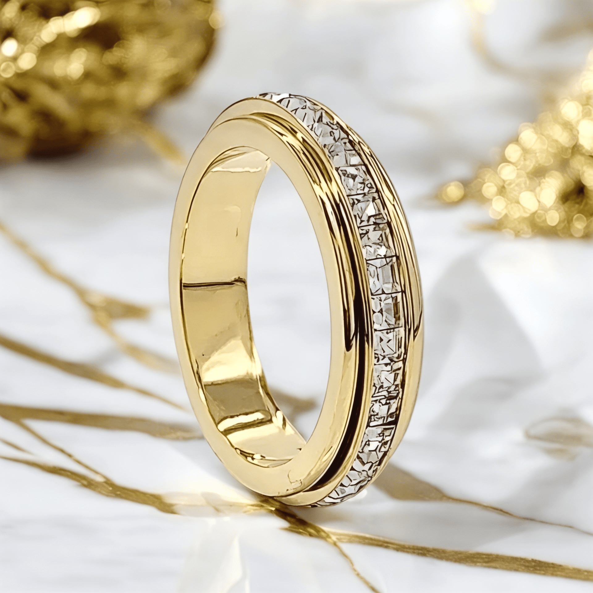 Funkelnder drehbarer Band - Ring Gold - CrystalScents