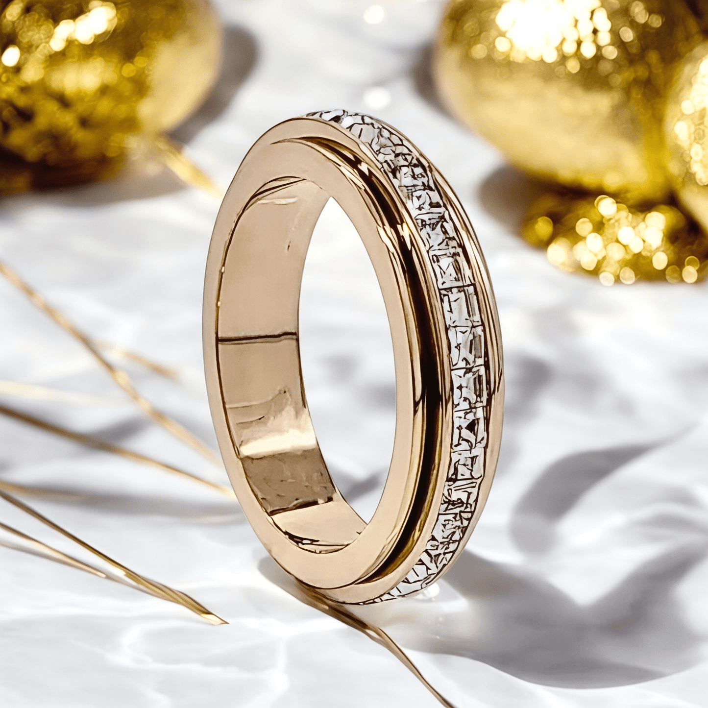 Funkelnder drehbarer Band - Ring Roségold - CrystalScents