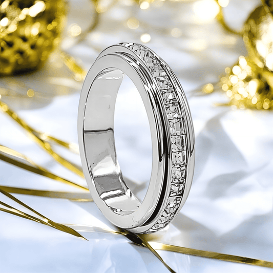 Funkelnder drehbarer Band - Ring Silber - CrystalScents