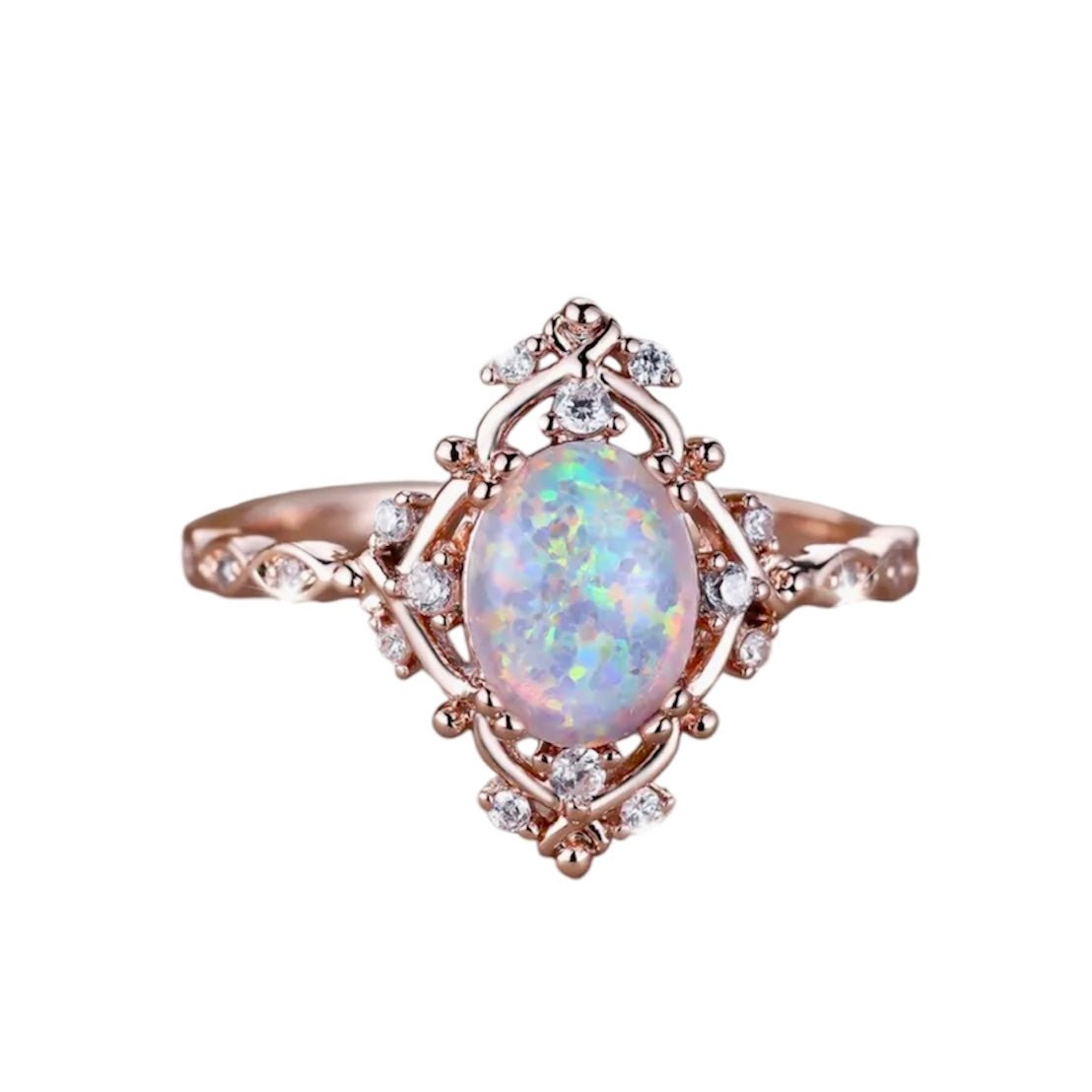 Funkelnder Ring mit umrahmten Opal - CrystalScents