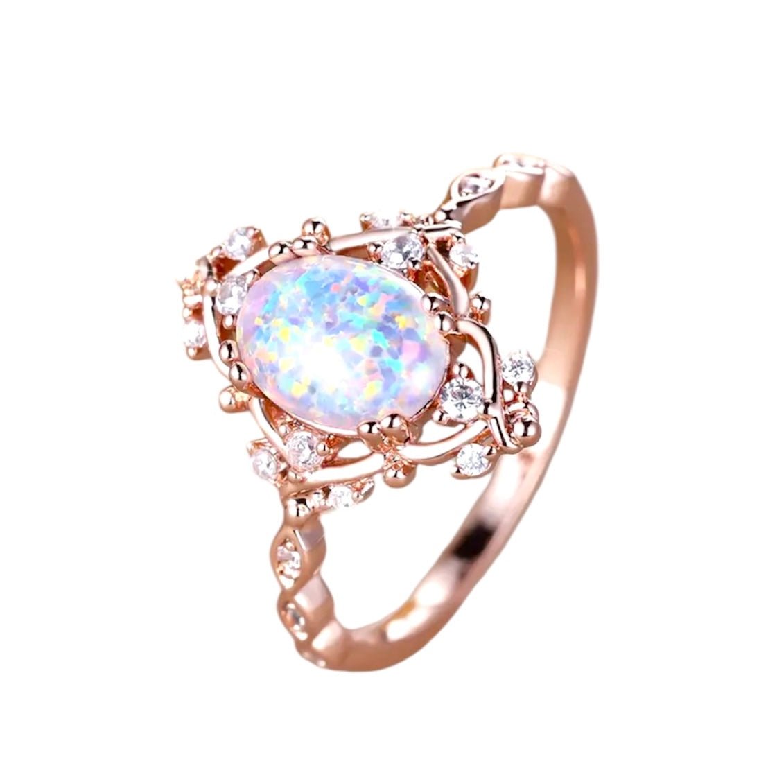 Funkelnder Ring mit umrahmten Opal - CrystalScents