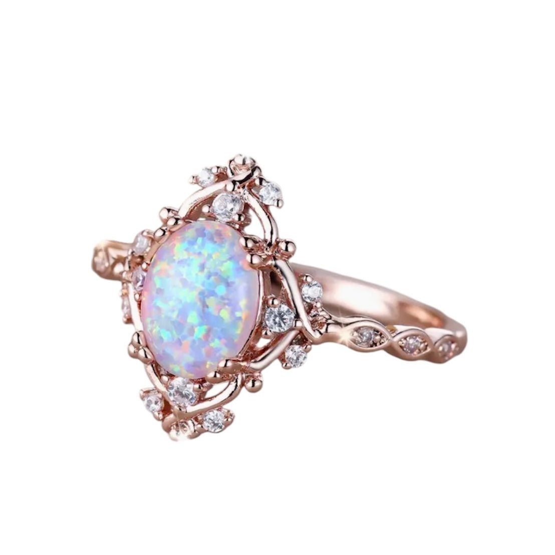 Funkelnder Ring mit umrahmten Opal - CrystalScents