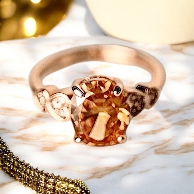 Funkelnder roségoldener Ring mit ovalem Zirkonia - CrystalScents