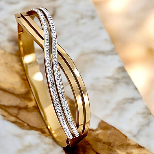 Funkelndes geflochtenes Armband Gold - CrystalScents