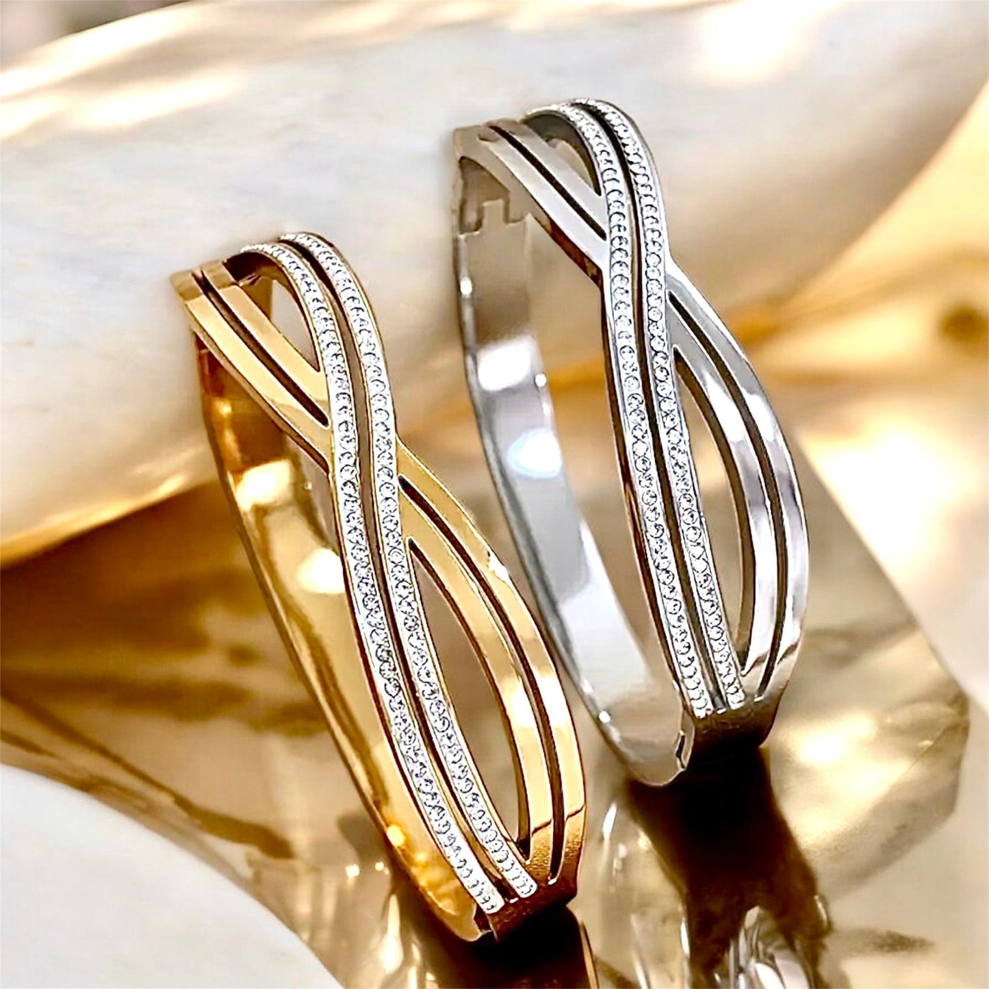 Funkelndes geflochtenes Armband Silber - CrystalScents