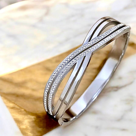 Funkelndes geflochtenes Armband Silber - CrystalScents