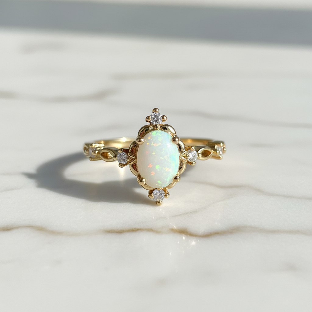 Gelbgold Opal Ring - Draufsicht