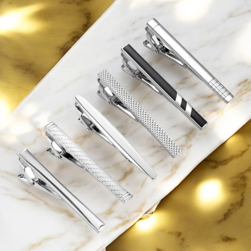 Gemusterte Krawattenklammer Silber - CrystalScents