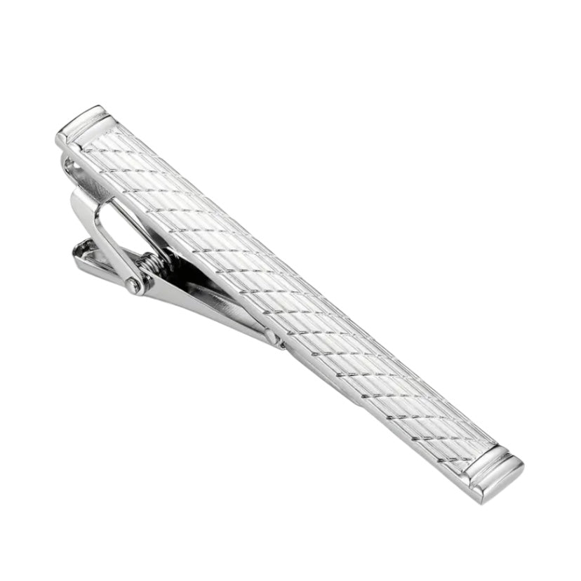Gestreifte Krawattenklammer Silber - CrystalScents