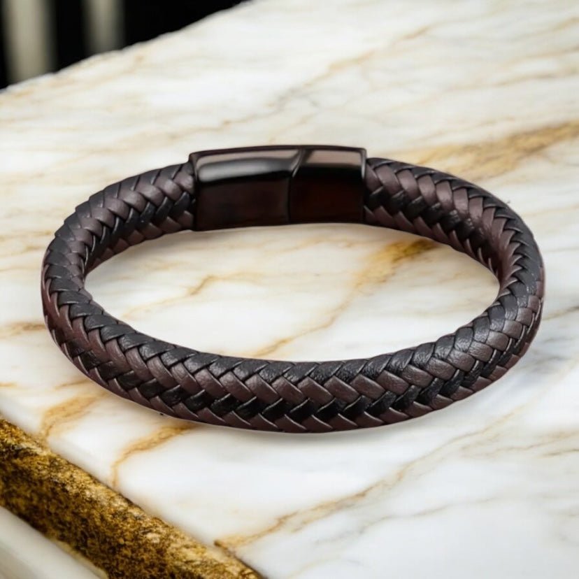 Gewebtes Kunstleder Armband mit Magnet - Verschluss - CrystalScents
