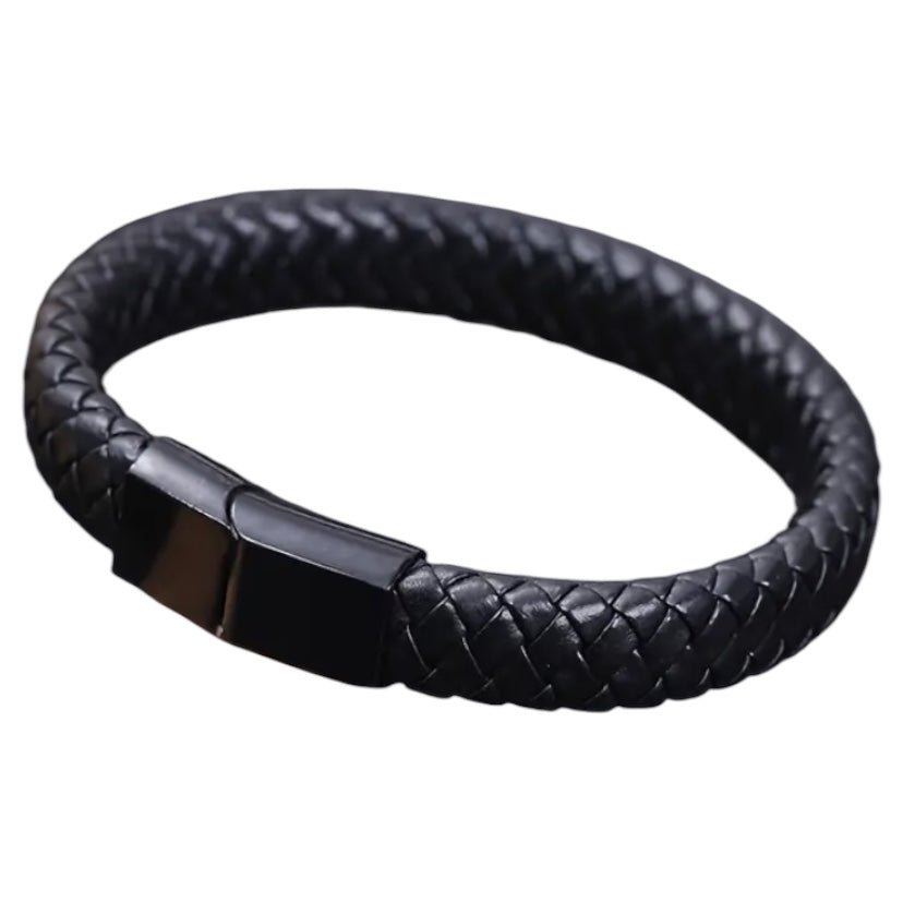 Gewebtes Kunstleder Armband mit Magnet - Verschluss - CrystalScents