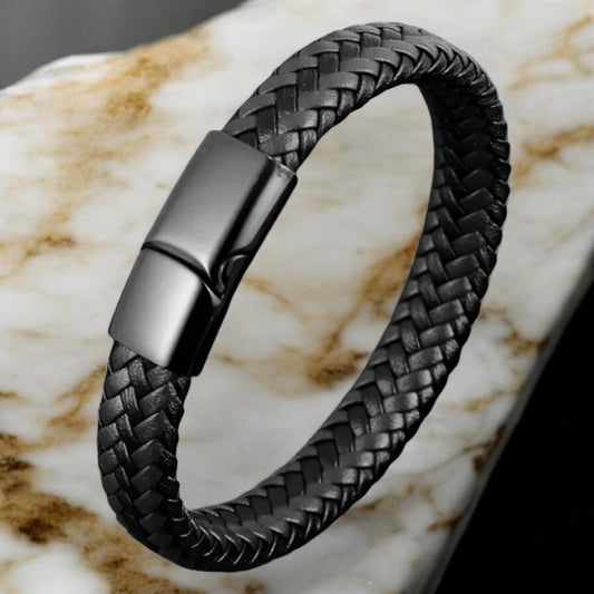 Gewebtes Kunstleder Armband mit Magnet - Verschluss - CrystalScents