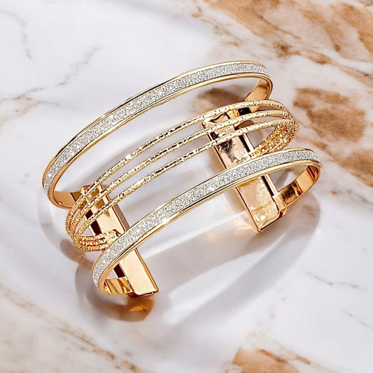 Glitzerndes Manschettenarmband Roségold - CrystalScents