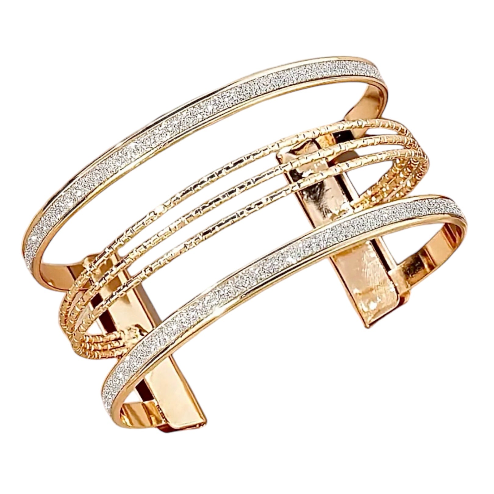 Glitzerndes Manschettenarmband Roségold - CrystalScents