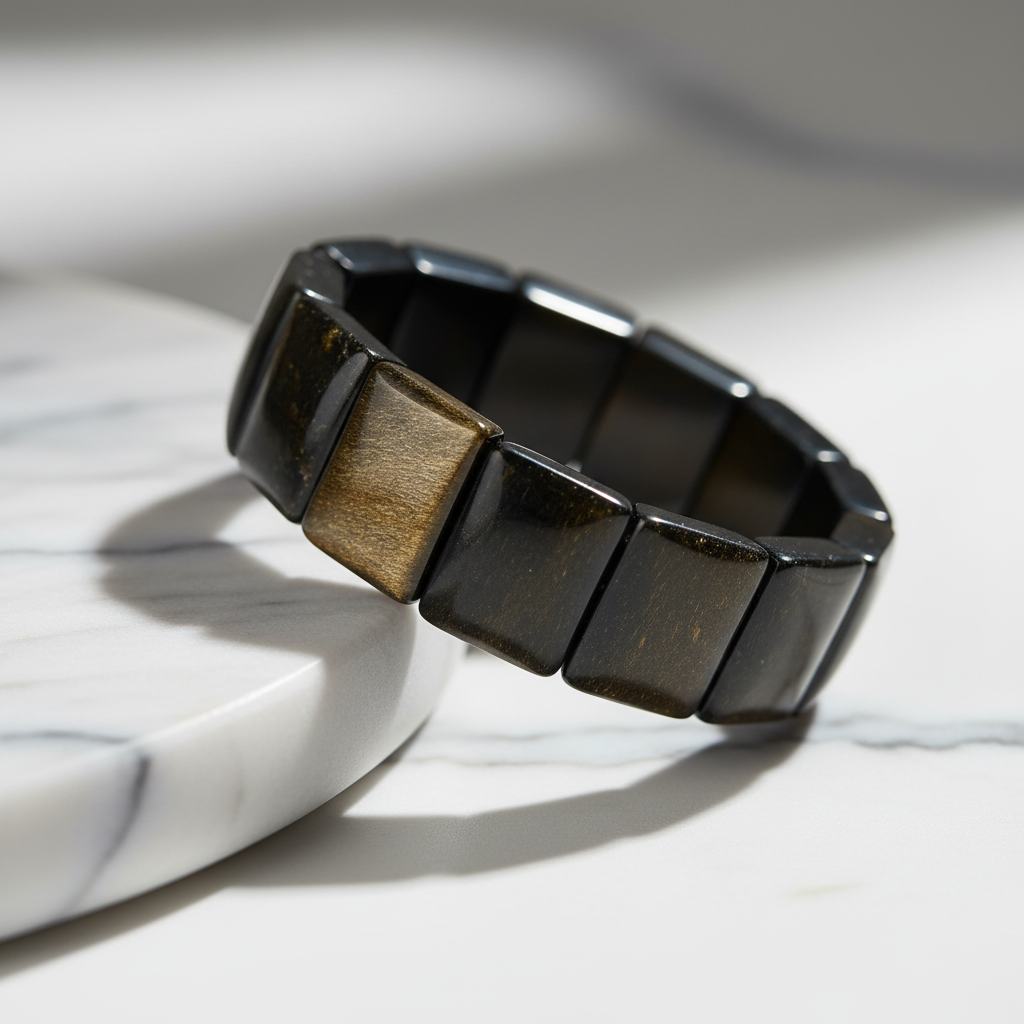 Gold Obsidian Armband künstlerisch