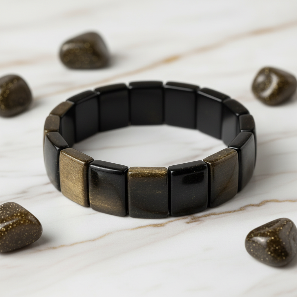 Gold Obsidian rechteckig Seite