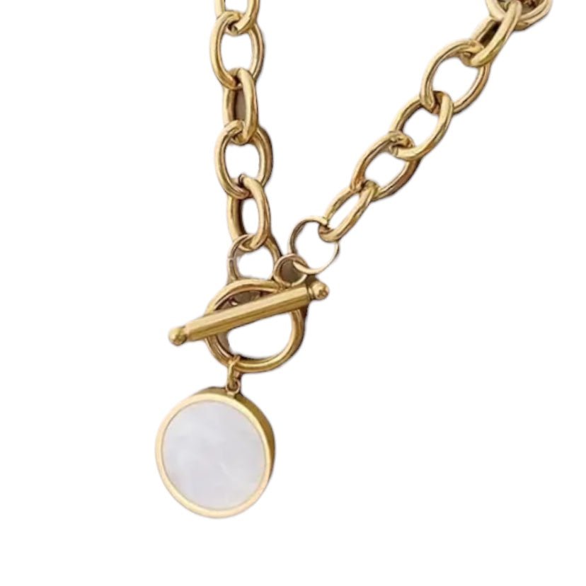 Goldene grobe Halskette mit Perlmutt - CrystalScents