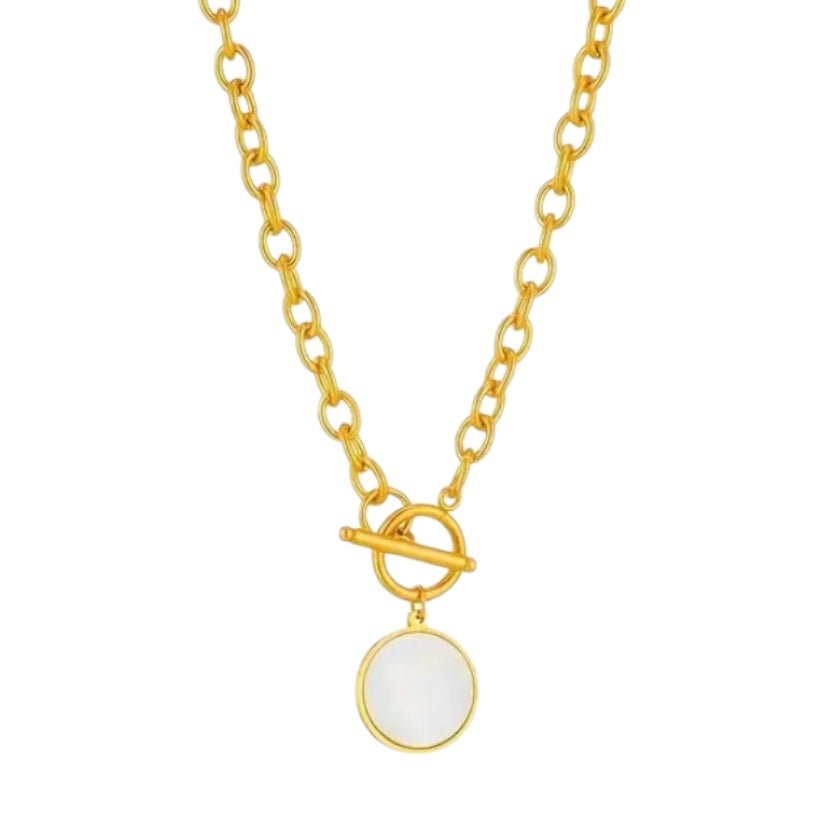 Goldene grobe Halskette mit Perlmutt - CrystalScents