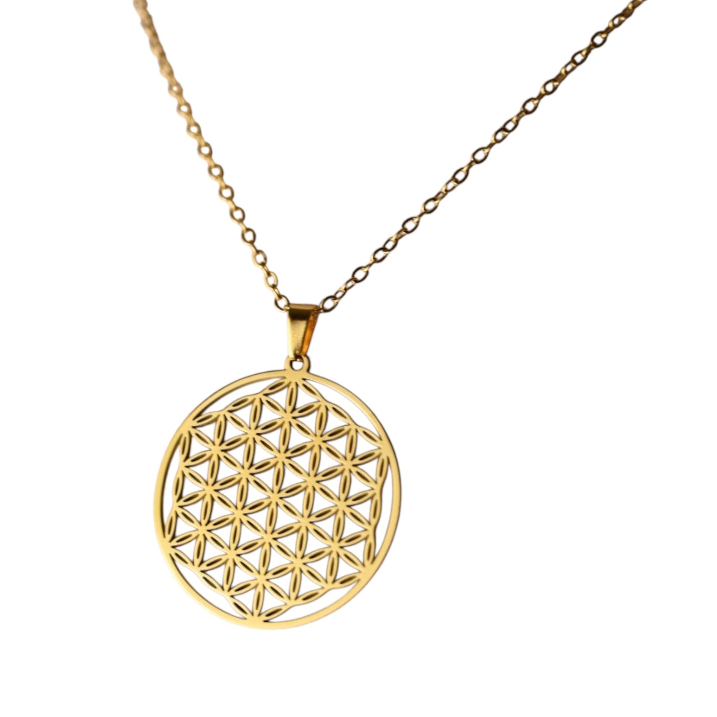 Goldene Halskette „Blume des Lebens“ - CrystalScents