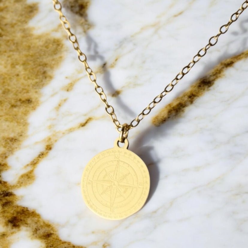 Goldene Halskette „Kompass“ - CrystalScents