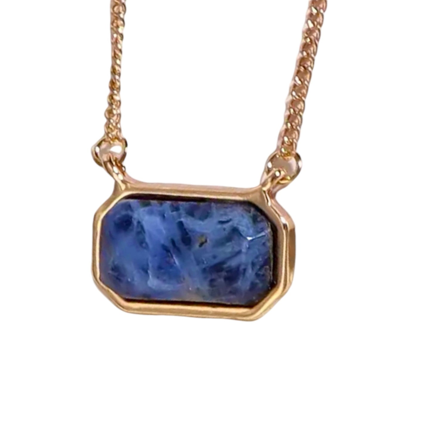 Goldene Halskette mit Edelstein Sodalit - CrystalScents