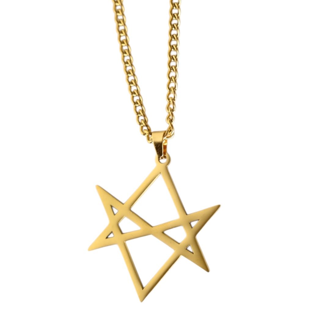 Goldene Halskette mit geometrischem Stern - Anhänger - CrystalScents