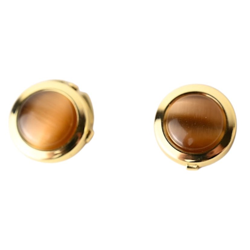 Goldene Manschettenknöpfe mit braunem Katzenauge - CrystalScents