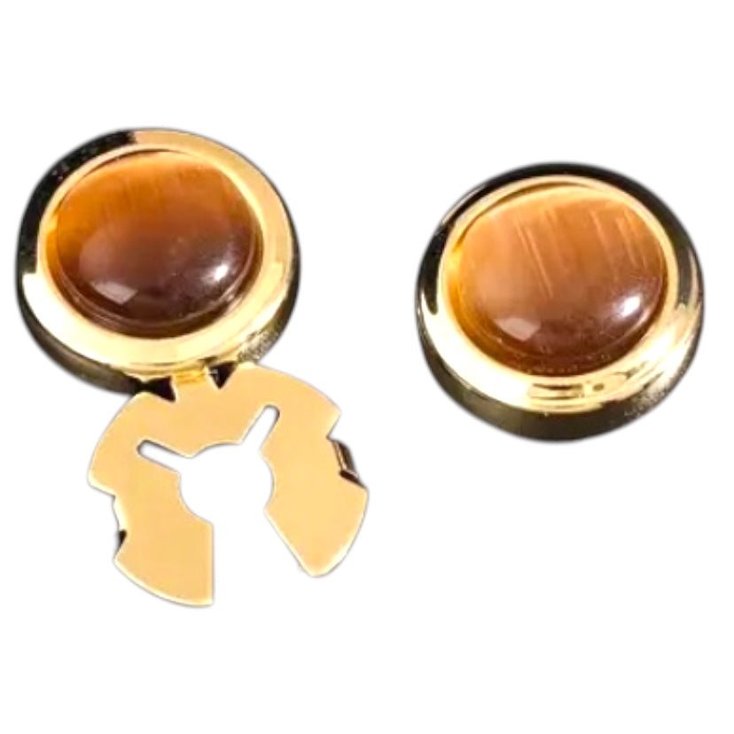 Goldene Manschettenknöpfe mit braunem Katzenauge - CrystalScents