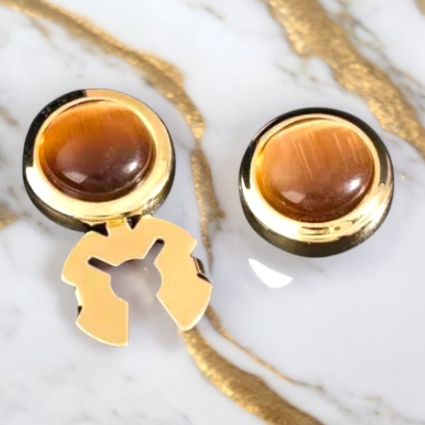Goldene Manschettenknöpfe mit braunem Katzenauge - CrystalScents