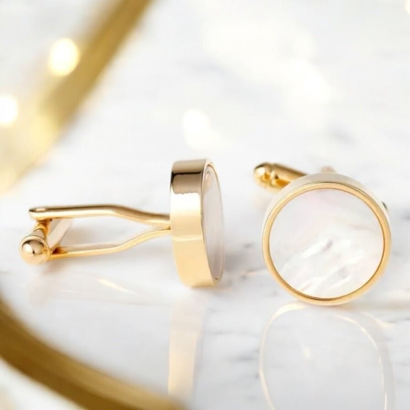 Goldene Manschettenknöpfe Perlmutt - CrystalScents