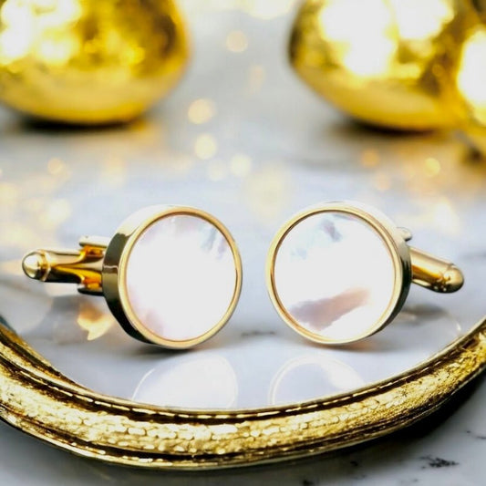 Goldene Manschettenknöpfe Perlmutt - CrystalScents