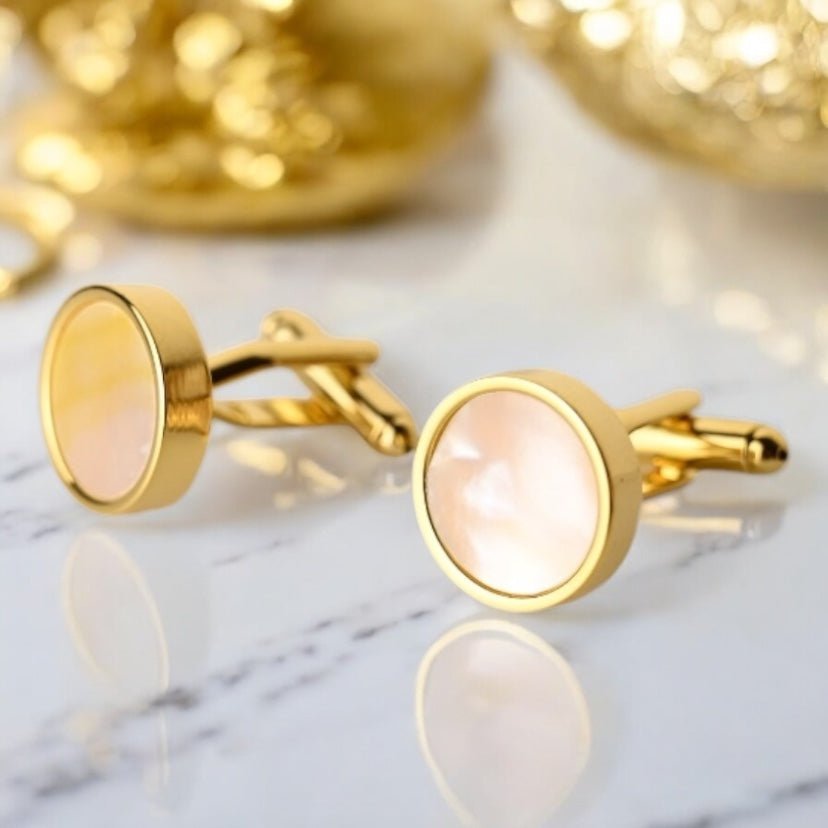 Goldene Manschettenknöpfe Perlmutt - CrystalScents