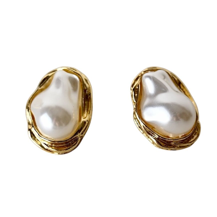 Goldene Ohrringe mit Perlen - CrystalScents