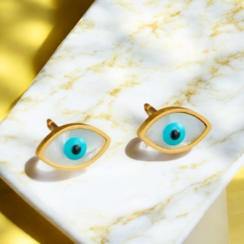 Goldene Ohrstecker „schützendes Auge“ - CrystalScents