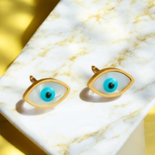 Goldene Ohrstecker „schützendes Auge“ - CrystalScents