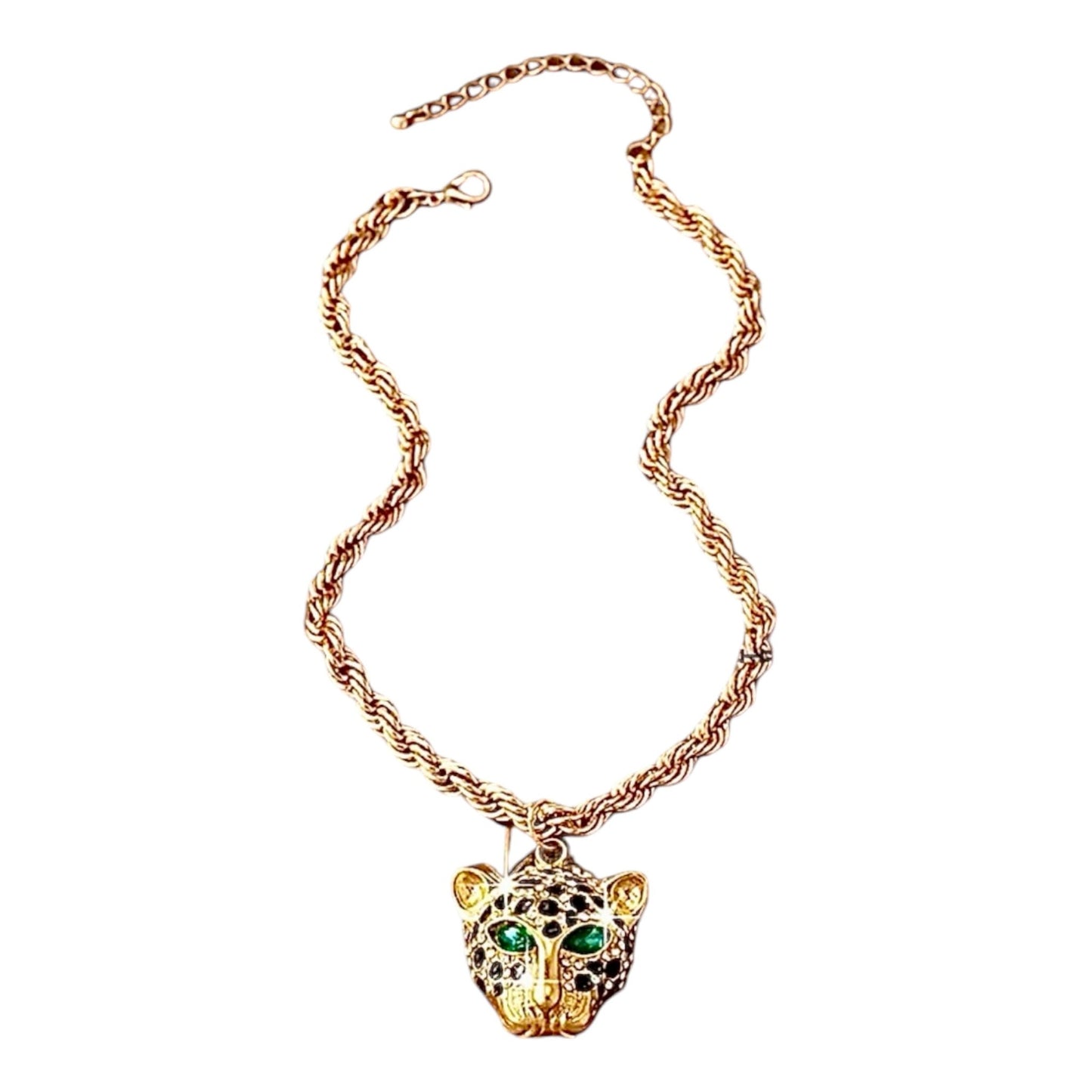 Goldene Statement - Kette mit funkelndem Leopard - Anhänger - CrystalScents
