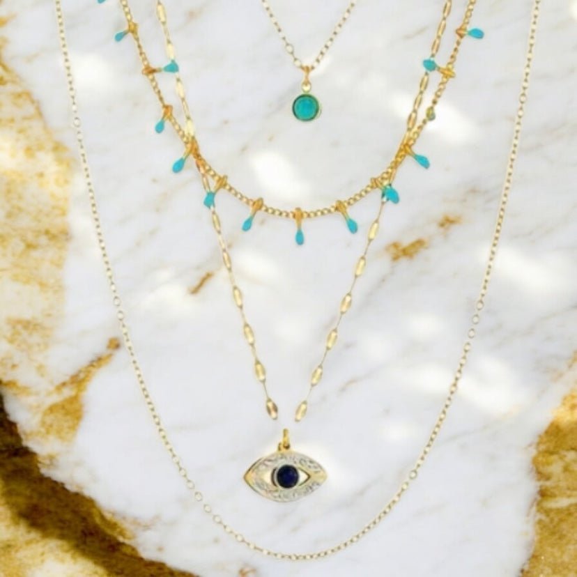 Goldene vierfach Halskette „Schützendes Auge“ - CrystalScents