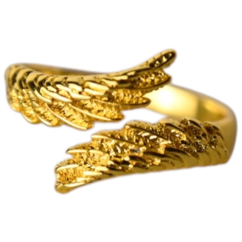Goldener offener Ring mit Flügeln - CrystalScents