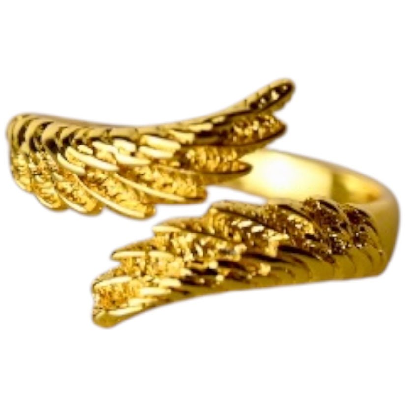 Goldener offener Ring mit Flügeln - CrystalScents