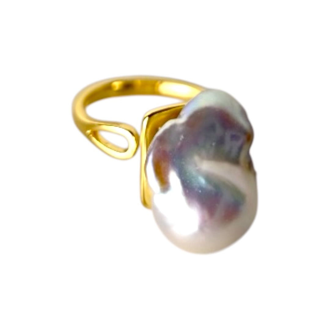Goldener offener Ring mit Perle - CrystalScents