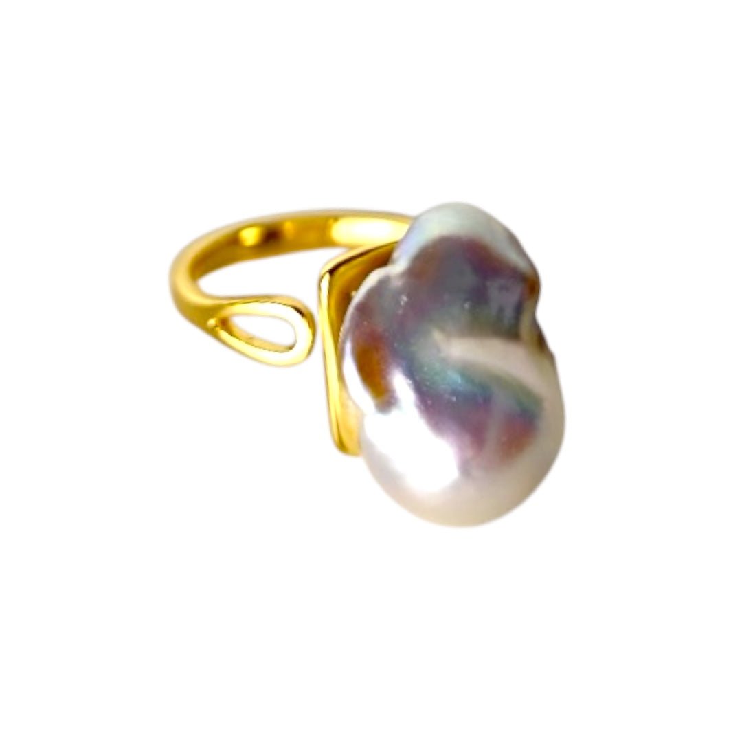 Goldener offener Ring mit Perle - CrystalScents
