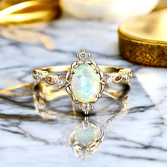 Goldener Opalring - CrystalScents