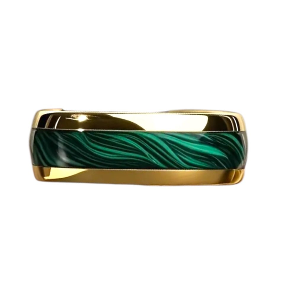 Goldener Ring im Malachit - Grün - Stil - CrystalScents